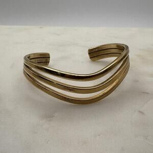 Sergio Lub California Gold-tone Wave Design Cuff Bracelet